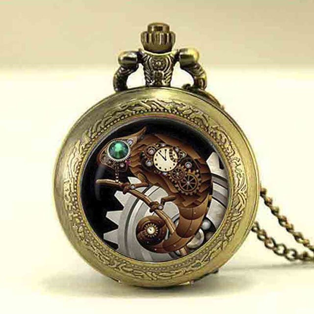 Vintage Skull skeleton pocket watch Necklace skull quartz watch sugar skull necklace watches chain steampunk mens