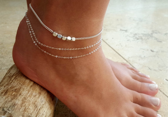 Gold Silver Color moda praia Anklet Bracelet on The Leg 2018 Fashion Summer Beach Foot Jewelry Tobilleras De Plata Para Mujer
