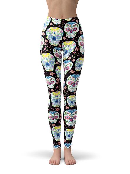 Women Girls Candy Skull Printed Leggings