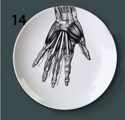 Human Body structure decorative plate art ceramic dish display tray club price fun skull dish creative kitchen decoration set