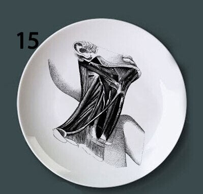 Human Body structure decorative plate art ceramic dish display tray club price fun skull dish creative kitchen decoration set