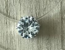 Fashion Square Imitation Pearl Stone Crystal Zircon Necklace Invisible Transparent Fishing Line Chain Necklace For Women