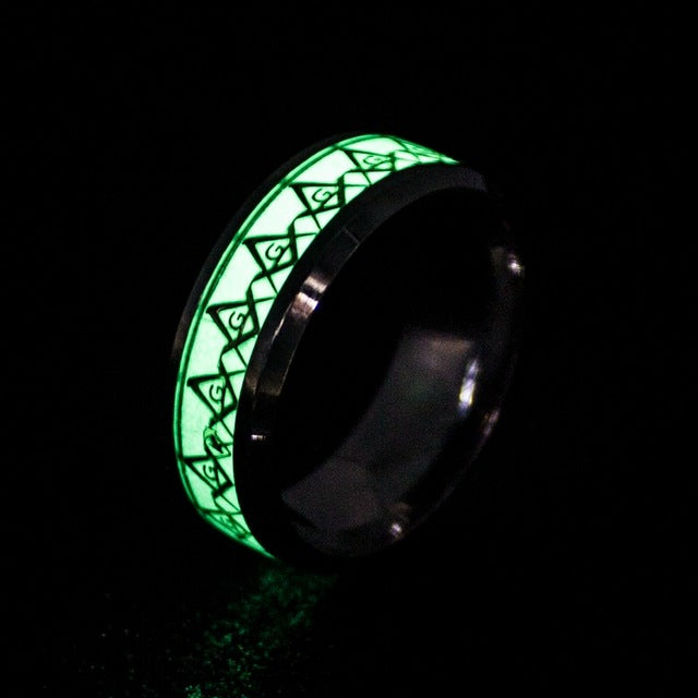 Superman Heart Luminous Rings for Women Men Stainless Steel Fluorescent Glowing In dark Finger Freemason Batman Rings Jewelry