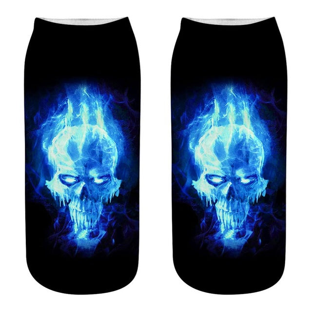 New arrival Women Low Cut Ankle Socks Funny Skull 3D Printing Sock Cotton Hosiery Gothic Punk Shantou Printed Sock