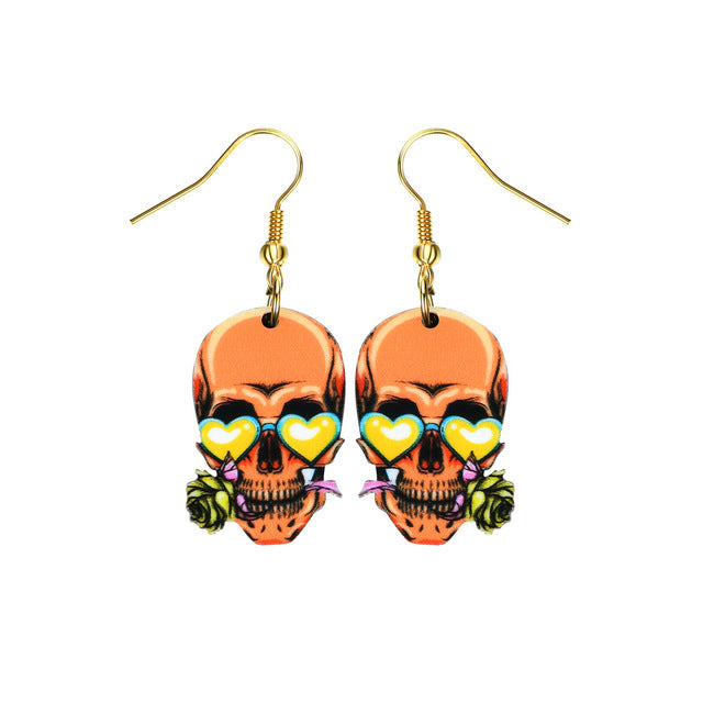 Sugar Skull Earring For Women Calavera Sugary-sweet whimsical skull Earrings Mexican Day of the Dead Halloween