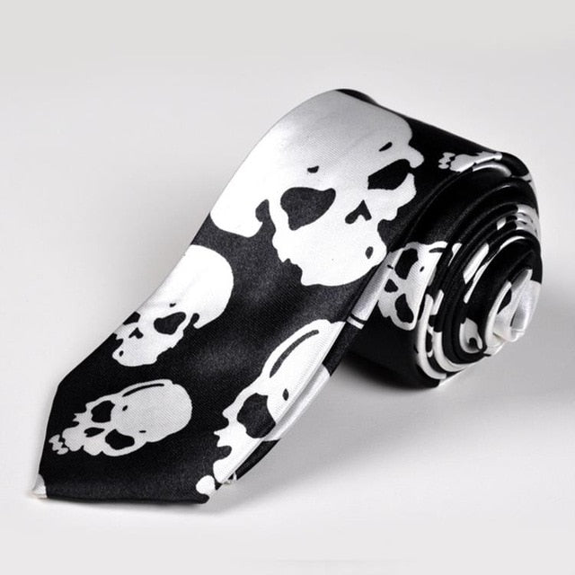 Skull Pattern Party Necktie Mens Fashion Gravatas Corbatas Student 5cm Casual Printed Neck Tie For Women and Men