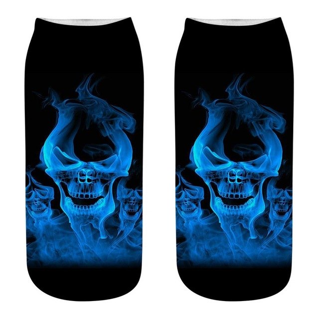 New arrival Women Low Cut Ankle Socks Funny Skull 3D Printing Sock Cotton Hosiery Gothic Punk Shantou Printed Sock