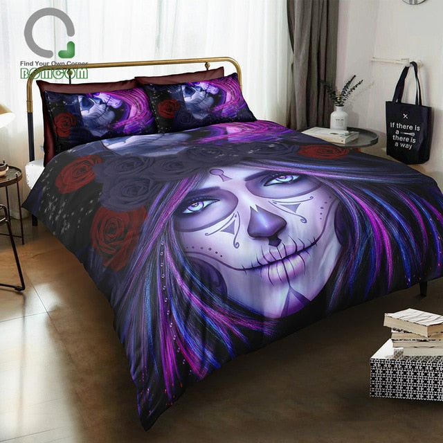3D Digital Printing Day Of The Dead Face Girl Art Images Duvet Cover Set