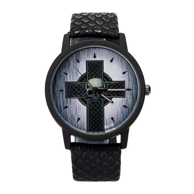 New Luxury Brand Skull Watch Men Quartz Leather Wrist Watches