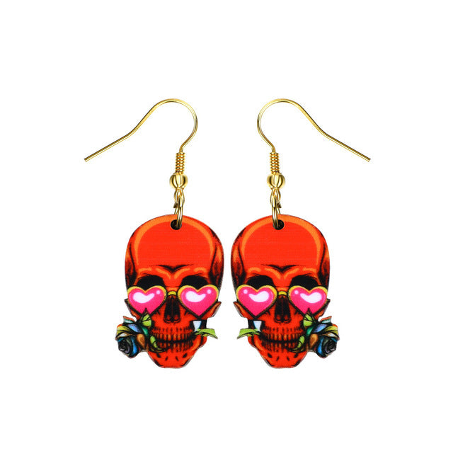 Sugar Skull Earring For Women Calavera Sugary-sweet whimsical skull Earrings Mexican Day of the Dead Halloween