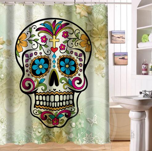 24 Style Custom Classic Skull Bathroom Waterproof Shower Curtain Durable Classic Bathroom decorative