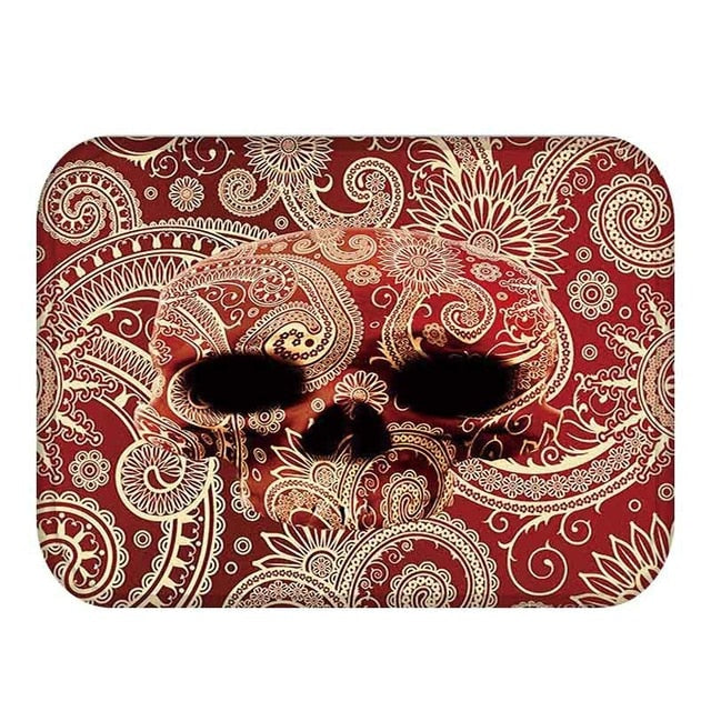 Skull Mats Flannel Carpet Non-slip Mats Home Decorations