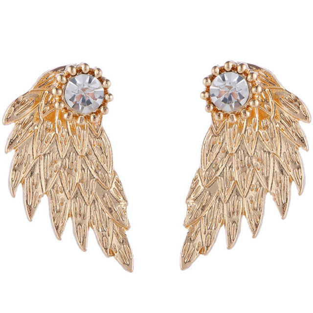 Imitation Pearl Heart Crystal Flower Bow Leaf Angel Wings Geometry Stud Earrings for Women Jewelry