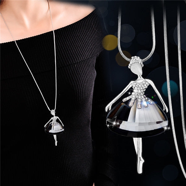 Luxury bohemia Accessories Zircon Snowflake Sweater chain Long Wild snow Necklace Dress Pendant Crystal Jewelry
