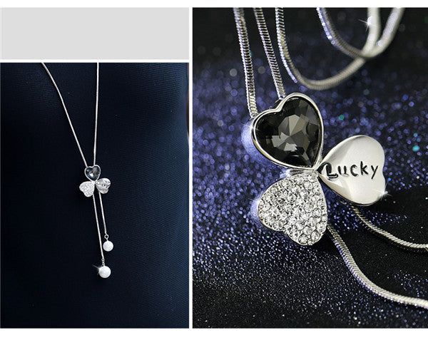 Luxury bohemia Accessories Zircon Snowflake Sweater chain Long Wild snow Necklace Dress Pendant Crystal Jewelry