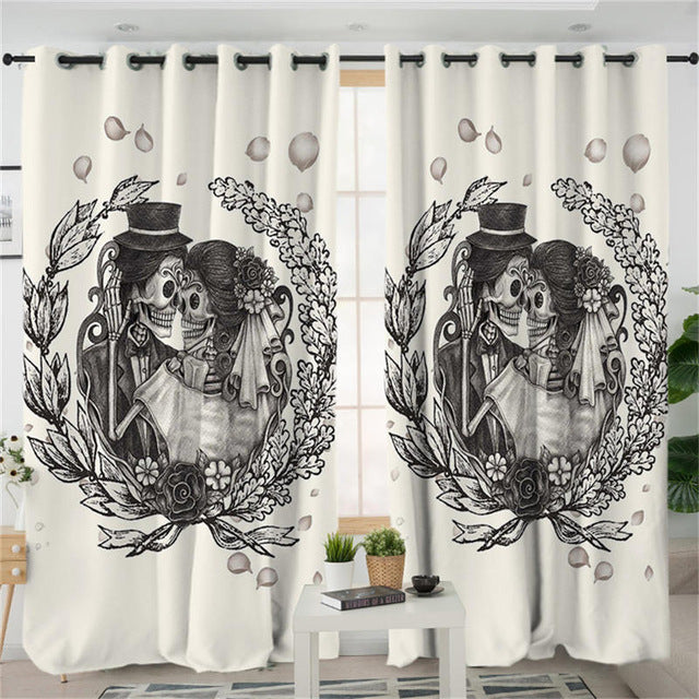 Skull Couple Bedroom Curtain Wedding Blackout Curtains