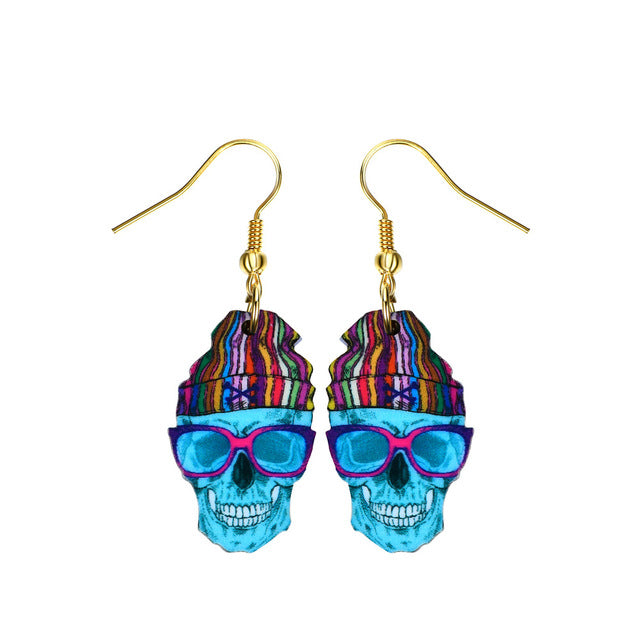 Sugar Skull Earring For Women Calavera Sugary-sweet whimsical skull Earrings Mexican Day of the Dead Halloween