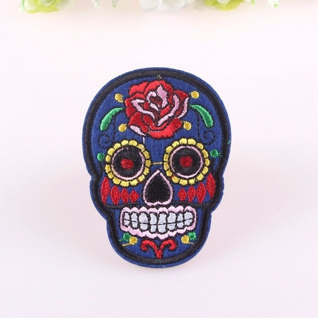 Set of 10 random sugar Skull Embroidery Patches