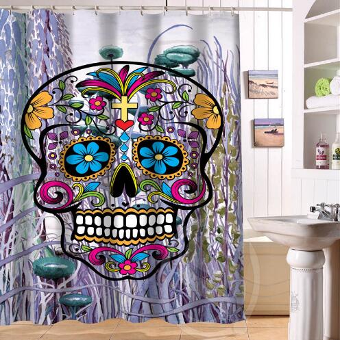 24 Style Custom Classic Skull Bathroom Waterproof Shower Curtain Durable Classic Bathroom decorative