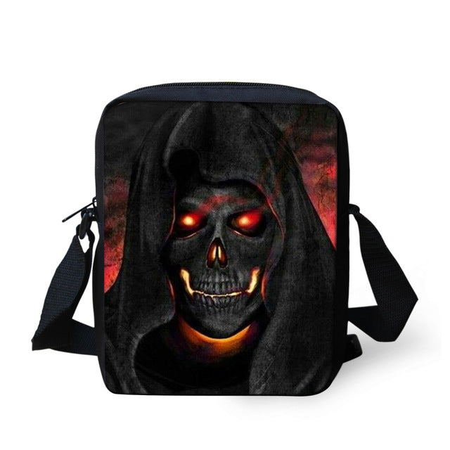 Skull Printed Men Messenger Bag Male Crossbody Bag Cool Boys Casual Shoulder Lightweight Mini Messenger-bags