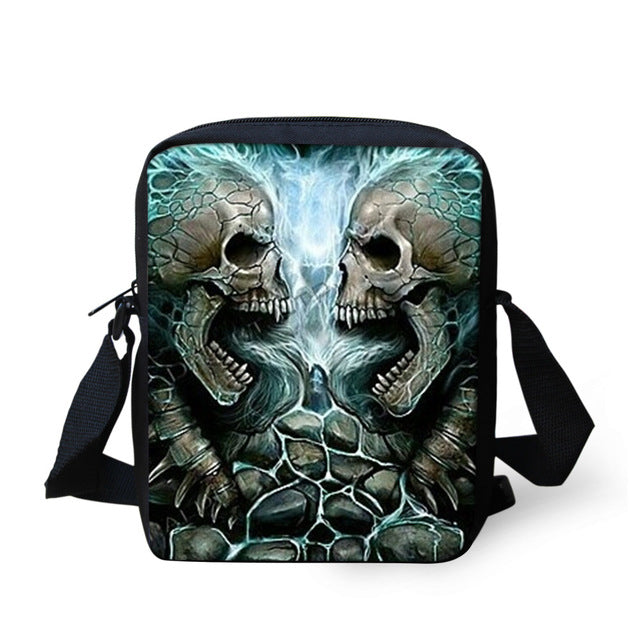 Skull Printed Men Messenger Bag Male Crossbody Bag Cool Boys Casual Shoulder Lightweight Mini Messenger-bags