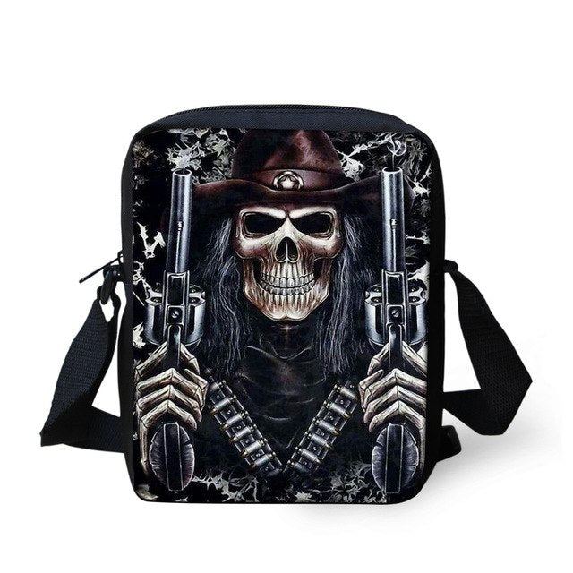 Skull Printed Men Messenger Bag Male Crossbody Bag Cool Boys Casual Shoulder Lightweight Mini Messenger-bags