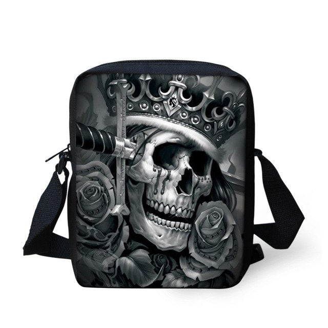 Skull Printed Men Messenger Bag Male Crossbody Bag Cool Boys Casual Shoulder Lightweight Mini Messenger-bags