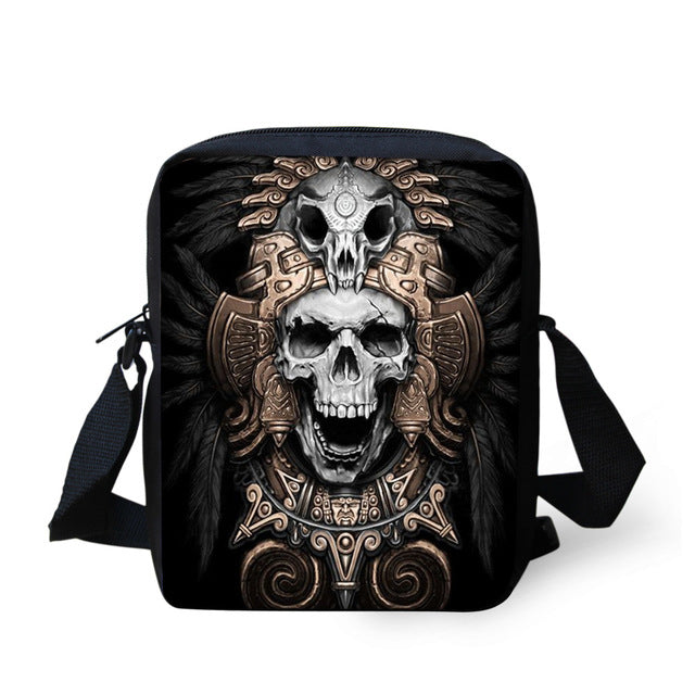 Skull Printed Men Messenger Bag Male Crossbody Bag Cool Boys Casual Shoulder Lightweight Mini Messenger-bags
