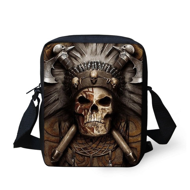 Skull Printed Men Messenger Bag Male Crossbody Bag Cool Boys Casual Shoulder Lightweight Mini Messenger-bags
