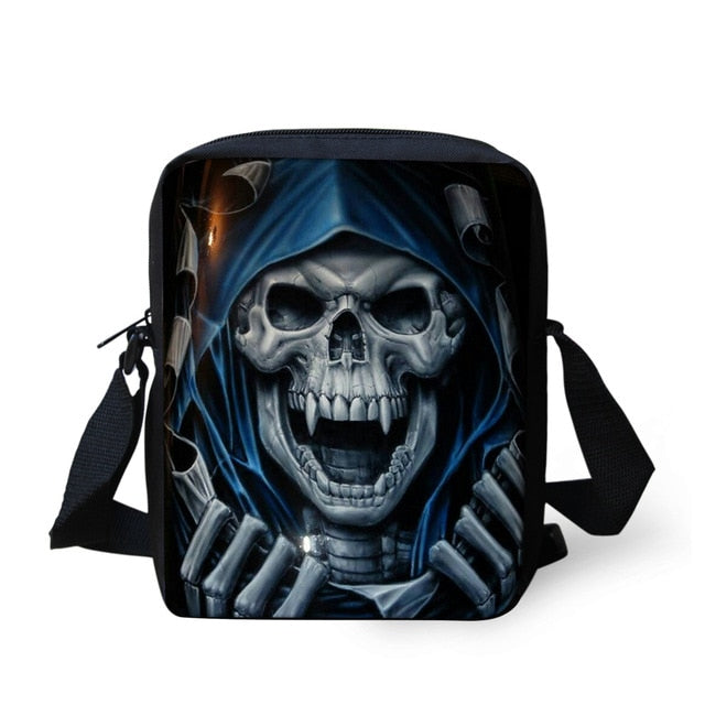 Skull Printed Men Messenger Bag Male Crossbody Bag Cool Boys Casual Shoulder Lightweight Mini Messenger-bags