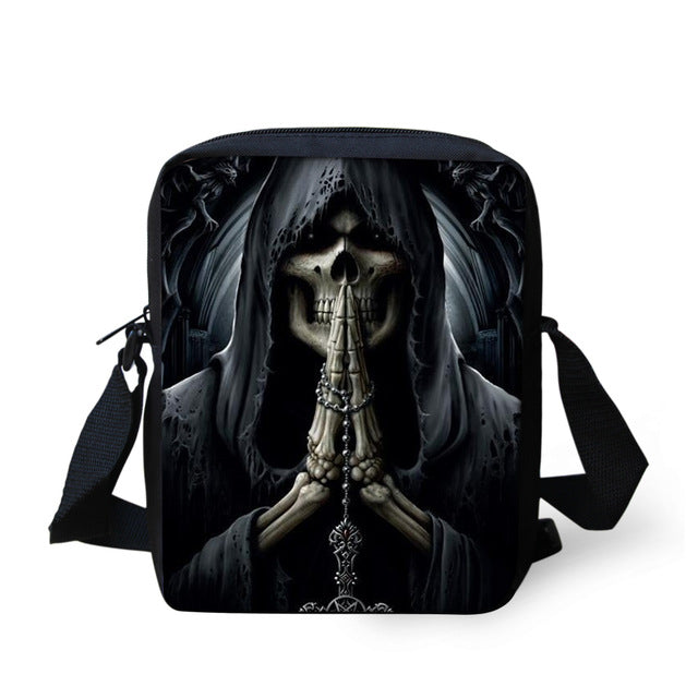 Skull Printed Men Messenger Bag Male Crossbody Bag Cool Boys Casual Shoulder Lightweight Mini Messenger-bags