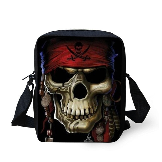 Skull Printed Men Messenger Bag Male Crossbody Bag Cool Boys Casual Shoulder Lightweight Mini Messenger-bags