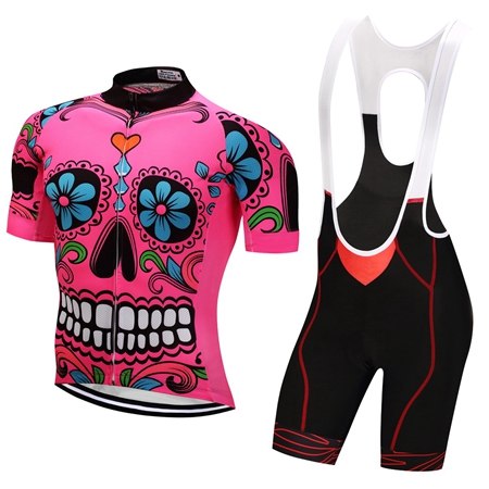 Weimostar Skull ropa ciclismo men Cycling clothing Green Pink Bike Cycling Set uniforme ciclismo Bicycle cycling jersey set