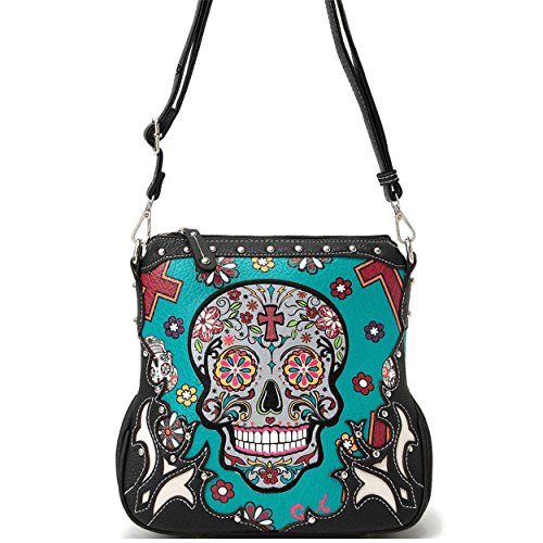 Western Sugar Skull Handbag Girl Crossbody Purse Fashion Single Shoulder Bag