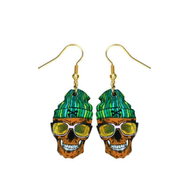 Sugar Skull Earring For Women Calavera Sugary-sweet whimsical skull Earrings Mexican Day of the Dead Halloween