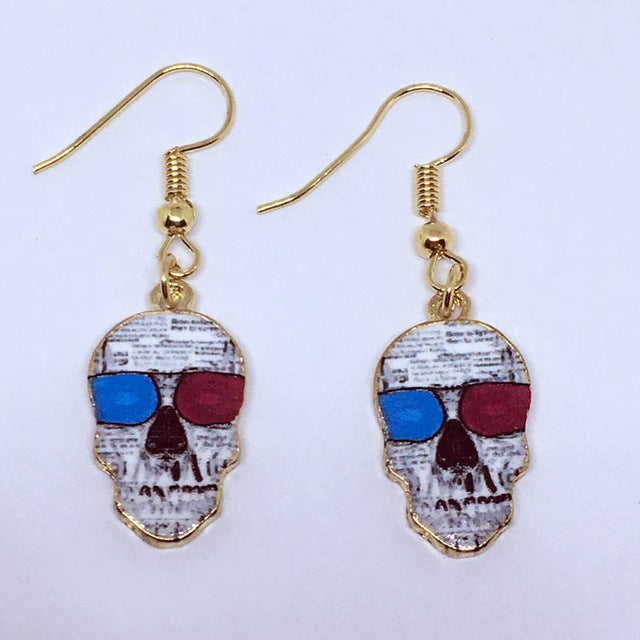 Calavera Expandable Sugary-sweet whimsical skull Earrings celebrate Mexican Day of the Dead Halloween Sugar Skull Earring 1 Pair