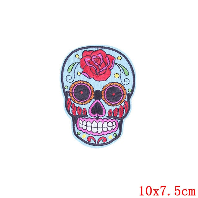 Set of 10 random sugar Skull Embroidery Patches