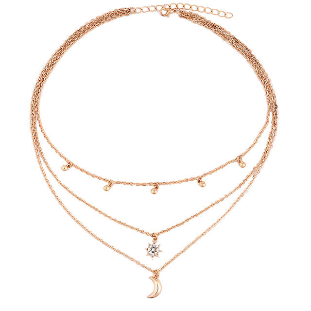 New Boho Jewelry Multi Layer Beads Choker Necklaces for Women Sexy Moon Fashion Pendant Vintage Collier choker Necklace