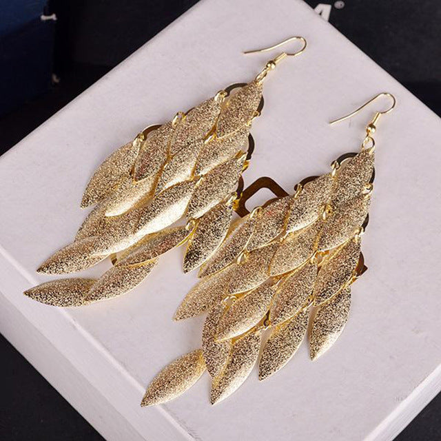 New Design Vintage Fashion Scrub Leaf Clip on Earrings Without Piercing