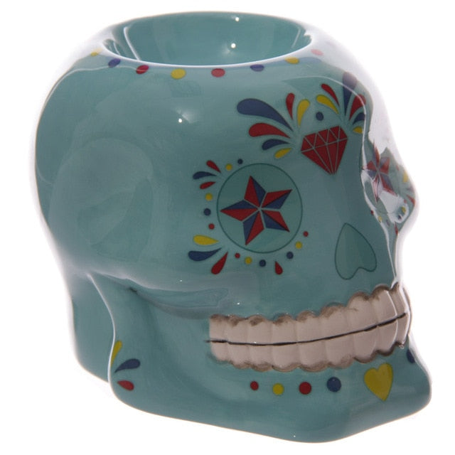 Sugar Skull Oil Burner Floral Sugar Skull