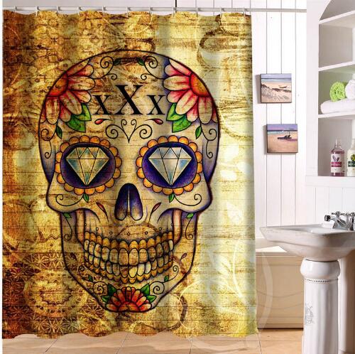 24 Style Custom Classic Skull Bathroom Waterproof Shower Curtain Durable Classic Bathroom decorative