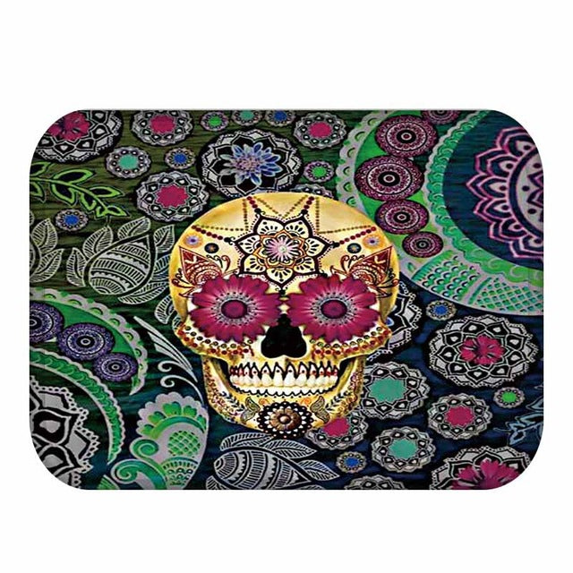 Skull Mats Flannel Carpet Non-slip Mats Home Decorations