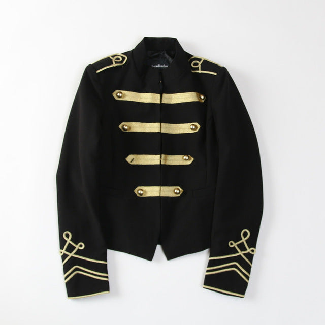 Sping Women Gothic Frock Jacket Female Embroidery Double Breasted Coat Metal Button Vintage Coat Runway Outwear