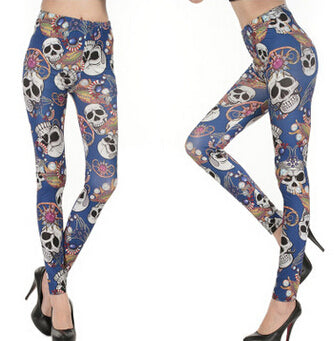 2016 Women Harajuku Skull Leggings New Arrival Skeleton Printed Legging Fashion Sexy Skinny Pants Hot Sale 3 Colors DD8289