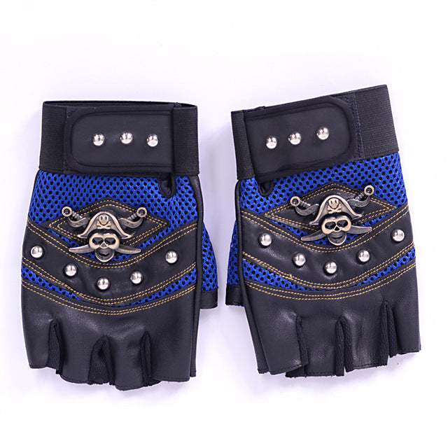 Long Keeper Skulls Rivet Leather Gloves
