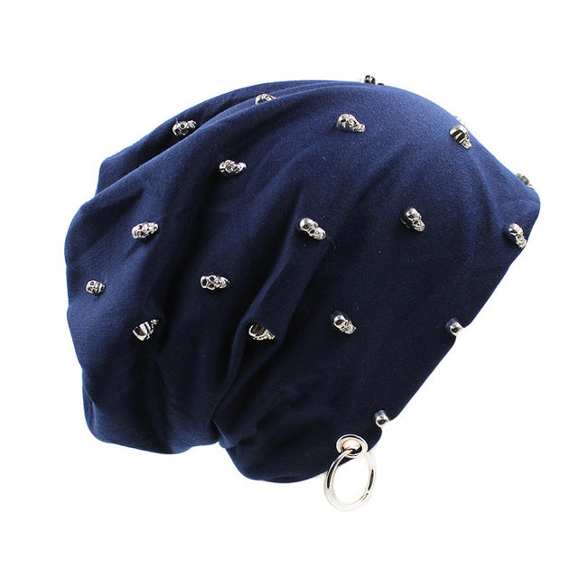 New Fashion Casual Hat With Skull Hoop Brand Caps Winter Warm Beanies