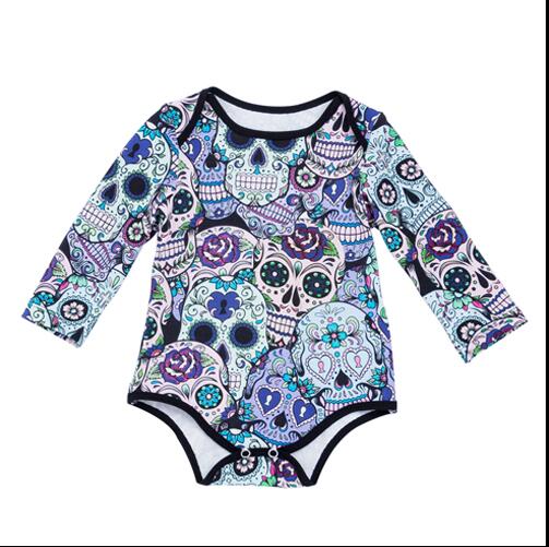 Newborn Baby Jumpsuit Rompers Boys Girls Long Sleeve Cotton Skull Cartoon Party Clothing Overalls Halloween Outfits Infant 0-2T