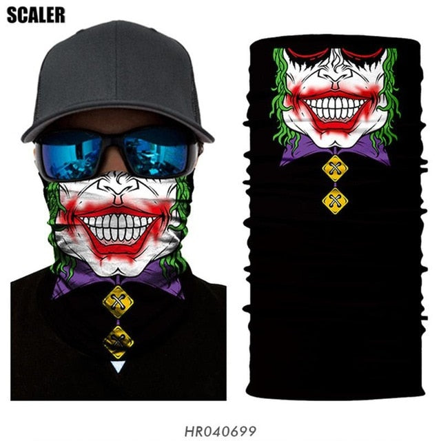 High Elastic 3D Seamless Bandana Skull Cycling Women Headwear Joker V Vendetta Face Mask Ski Hiking Magic Bandana Buff Balaclava