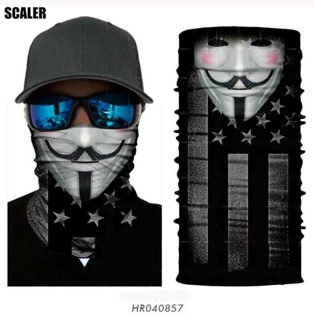 High Elastic 3D Seamless Bandana Skull Cycling Women Headwear Joker V Vendetta Face Mask Ski Hiking Magic Bandana Buff Balaclava