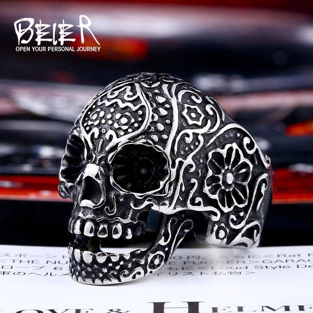 new store 316L Stainless Steel high quality Drop Ship A variety of Skull Big Punk Biker Ring fashion jewelry LLBR8-414R